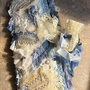 Handcrafted Blue and Cream Fabric journal